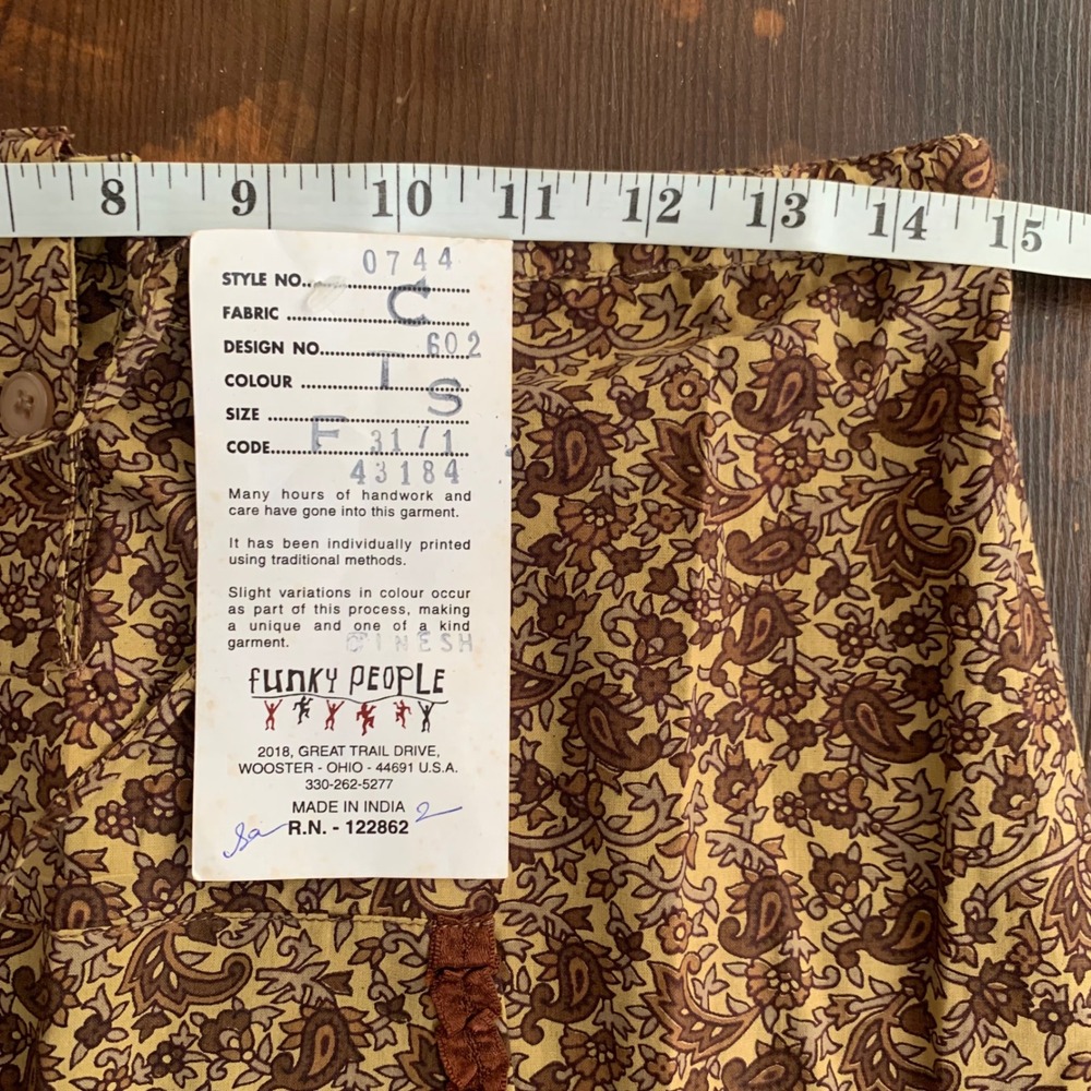 Funky People Brown Paisley Floral Maxi Skirt Front Pockets Made in India Small - Picture 3 of 4
